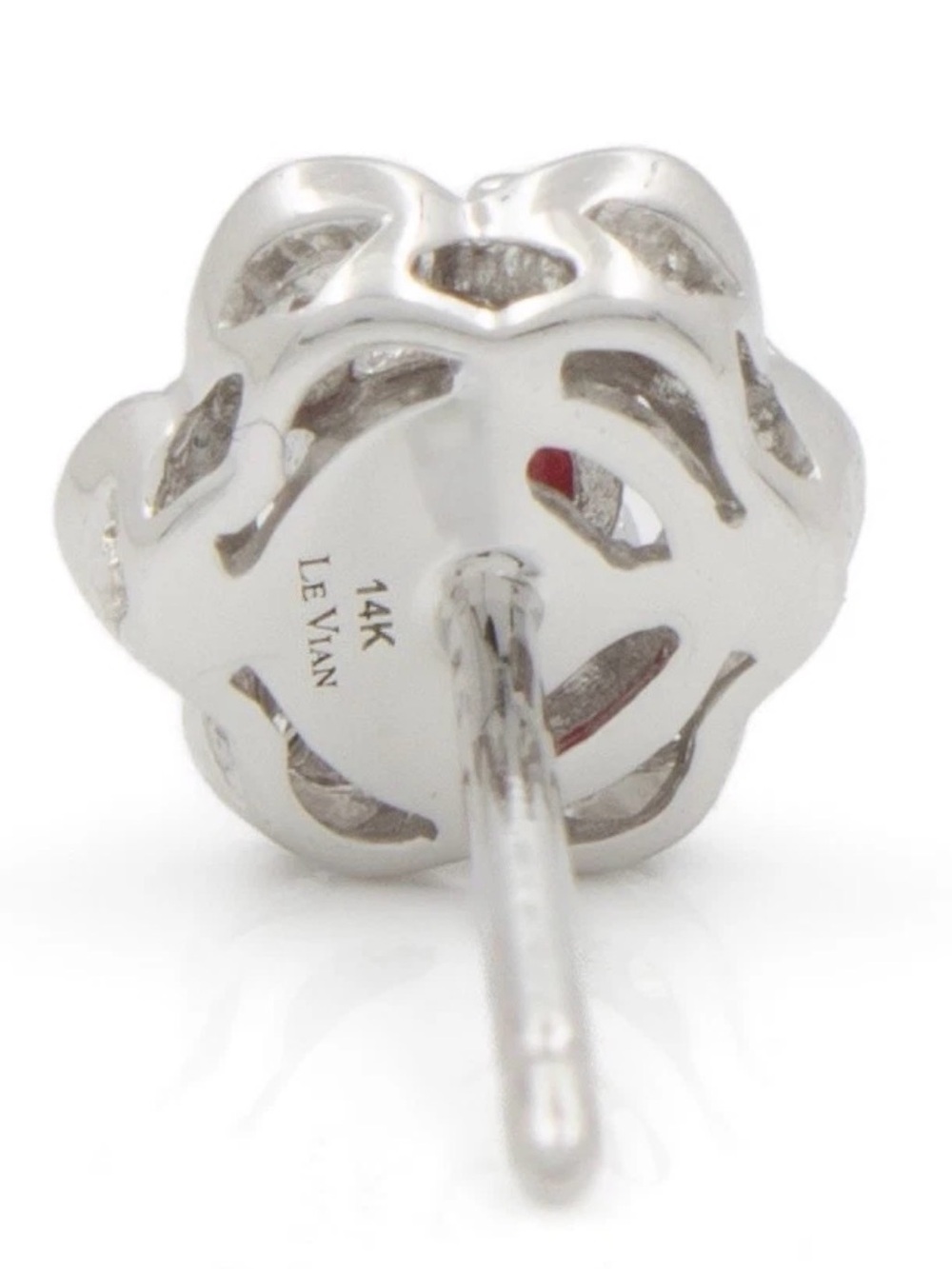 Le Vian 14K White Gold Natural Ruby & Diamond Halo Crown Stud Earrings 2.3g - Picture 7 of 10